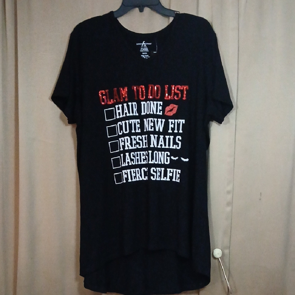 Ashley Stewart Black Graphic Tee Relaxed Fit